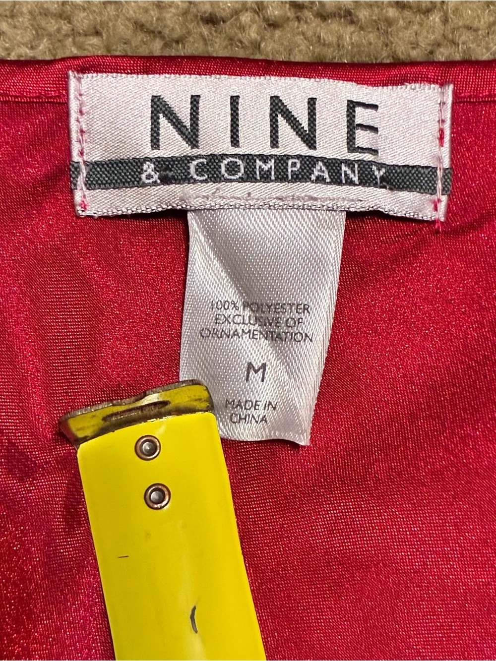Nine & Co. Women’s Red Satin Pajama Set Top & Pants Lace Yoke Size M Pjs